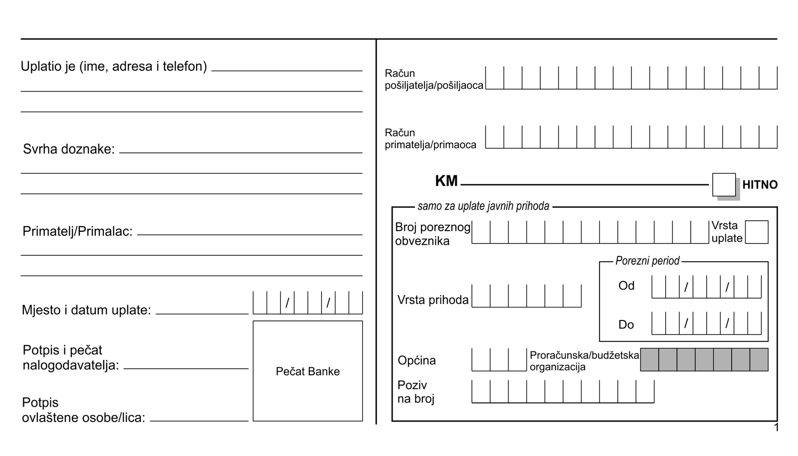 Nalog za plaćanje 100 setova 3/1
